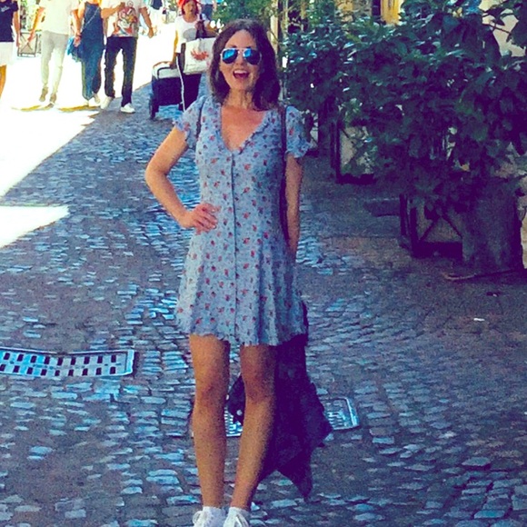 reformation blue floral dress